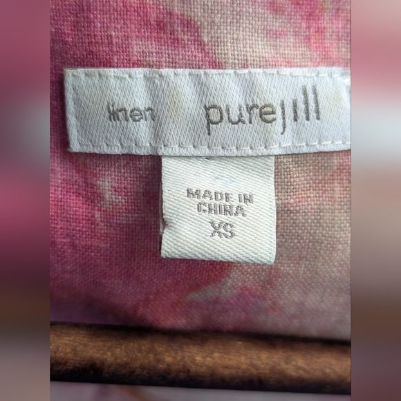 J. Jill 100% Linen XS Watercolor Floral Dress w/ kangaroo Pocket Pullover - Picture 4 of 13